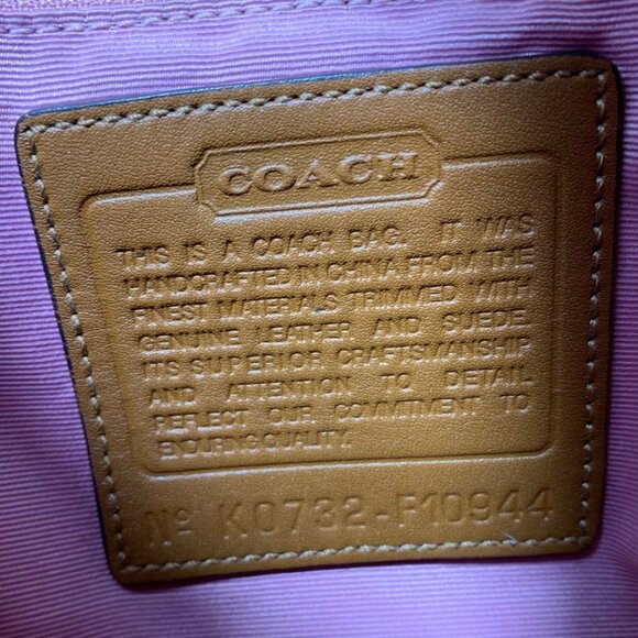 COACH F10944 Signature Logo Jacquard Suede Pink Shoulder Crossbody Bag + Tag - Picture 12 of 13